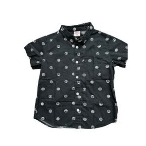 Marvel Avengers Button Up Shirt Boys Size 7 Black Comic Print Cotton